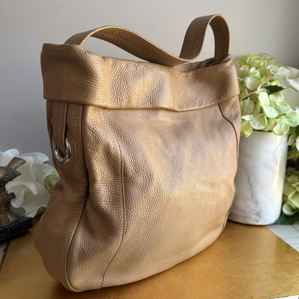 Furla Italy Shoulder Hobo in Tan Pebbled Leather